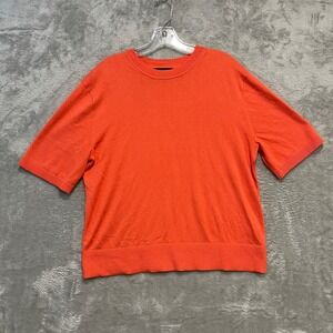 Banana Republic Forever Sweater Womens Small Orange Short Sleeve Crew Neck Knit